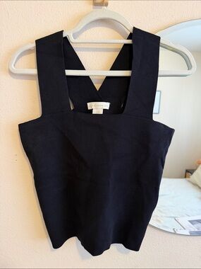 Black Crossback Sleeveless Knit Top House of Harlow